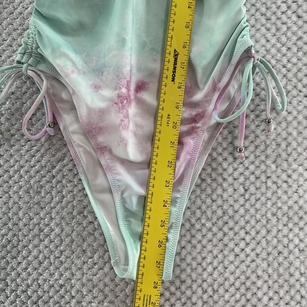 CupShe Swimsuit One Piece Womens L Tie Dye Purple Turquoise Rushed Side Tie New - Picture 8 of 10